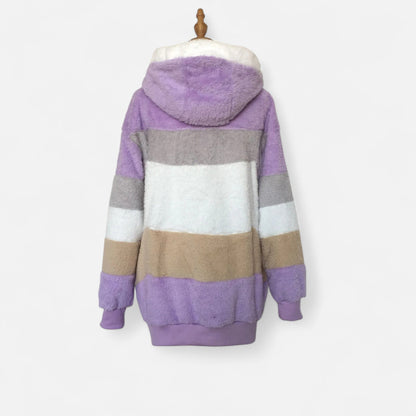 Damen Oversized Jacke mit Kapuze Gestreift