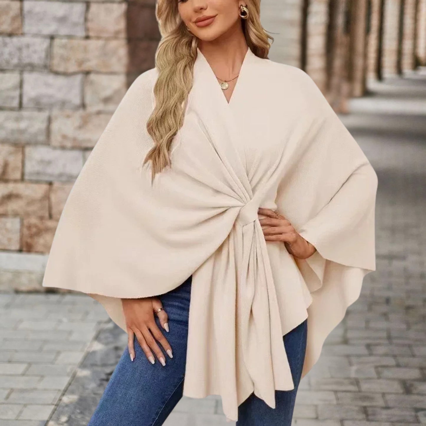 Damen Oberteil Cape-Stil Frontknoten