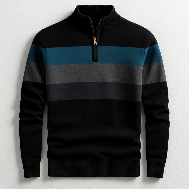Herren Halbzippullover Modernes Streifen-Design Warm