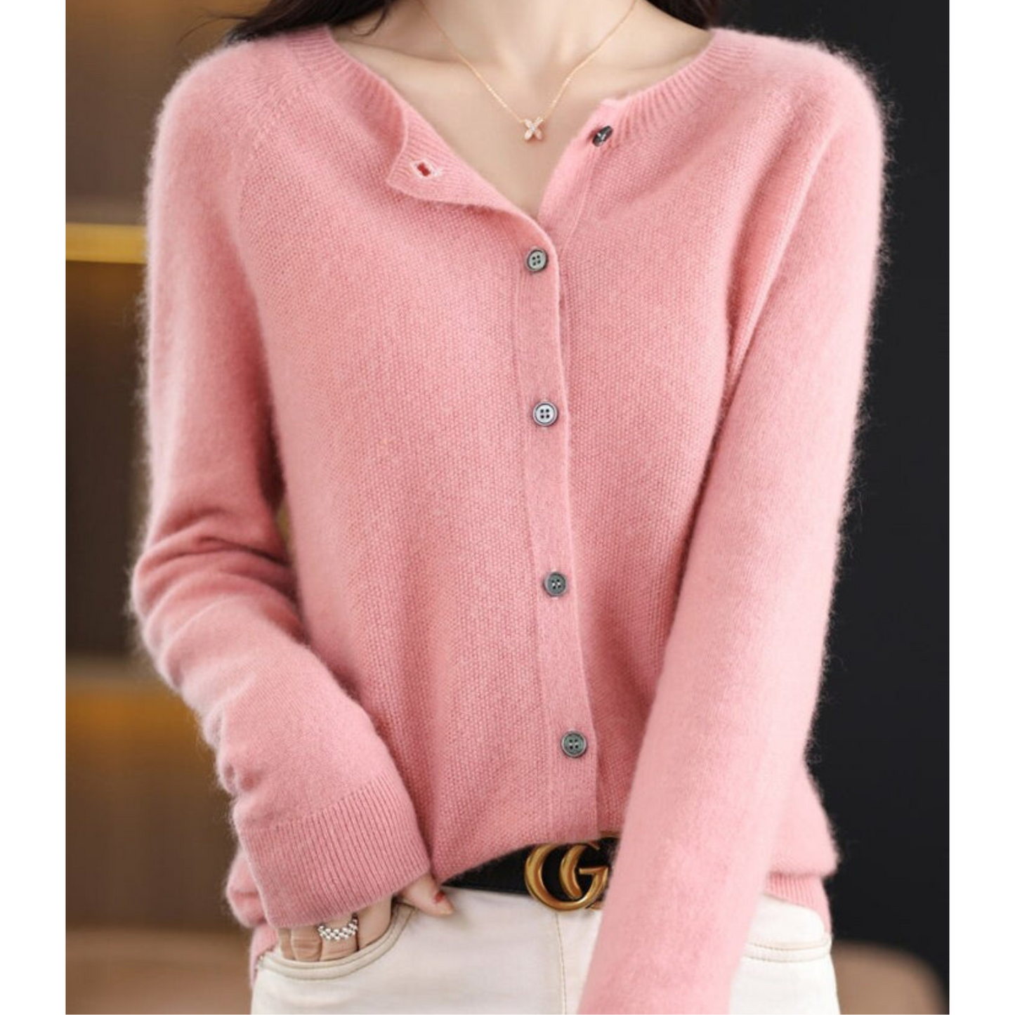 Damen Strickjacke Klassische Knopfleiste