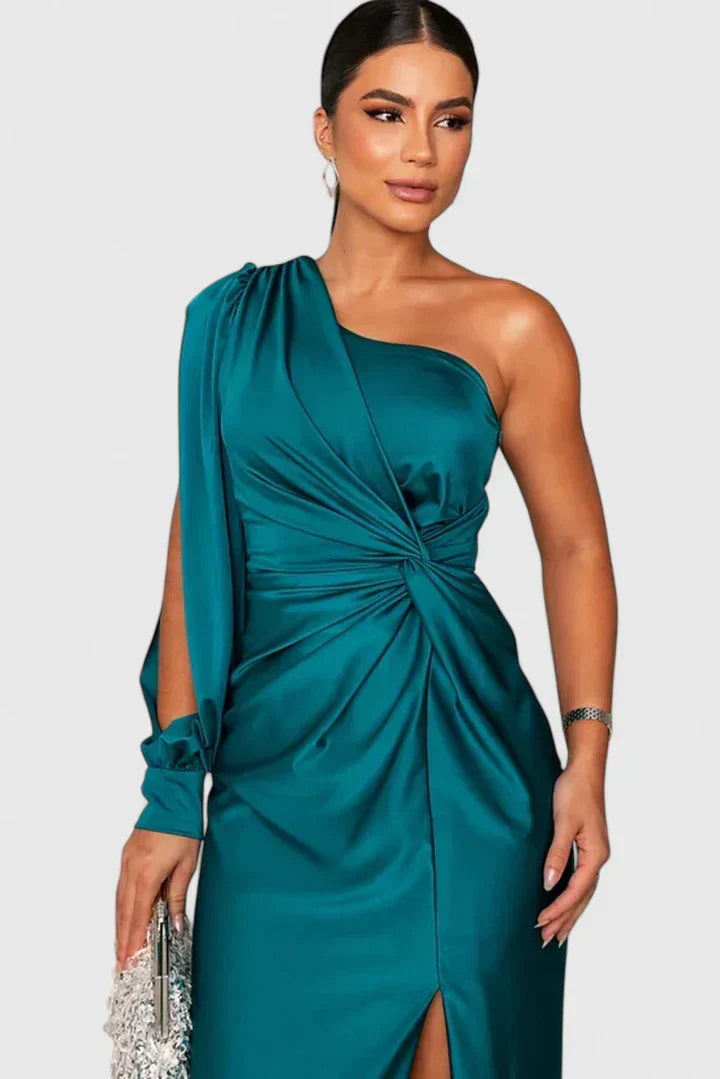 Damen Abendkleid Einer Schulter Raffung