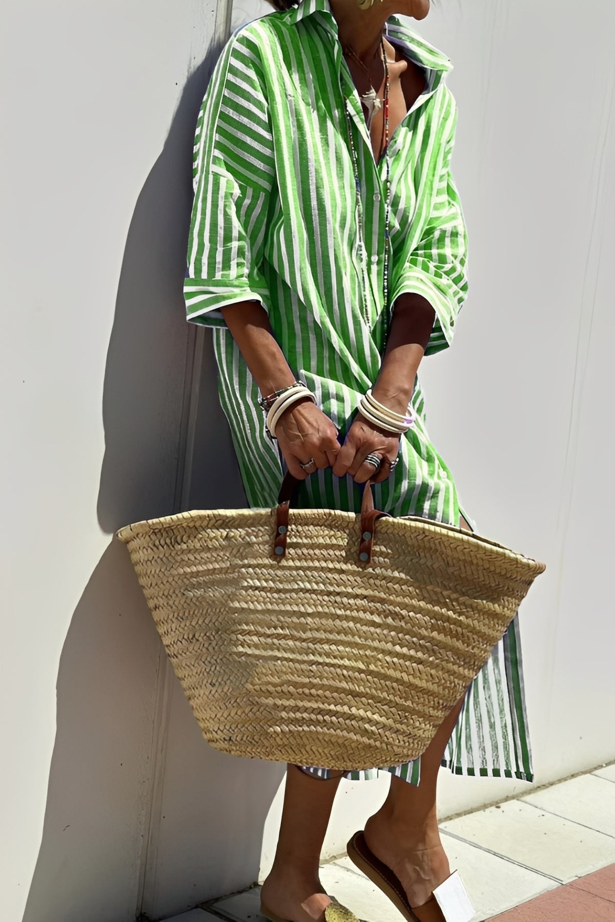 Damen Hemdkleid Gestreift Kragen Leicht Lockeres Alltagskleid
