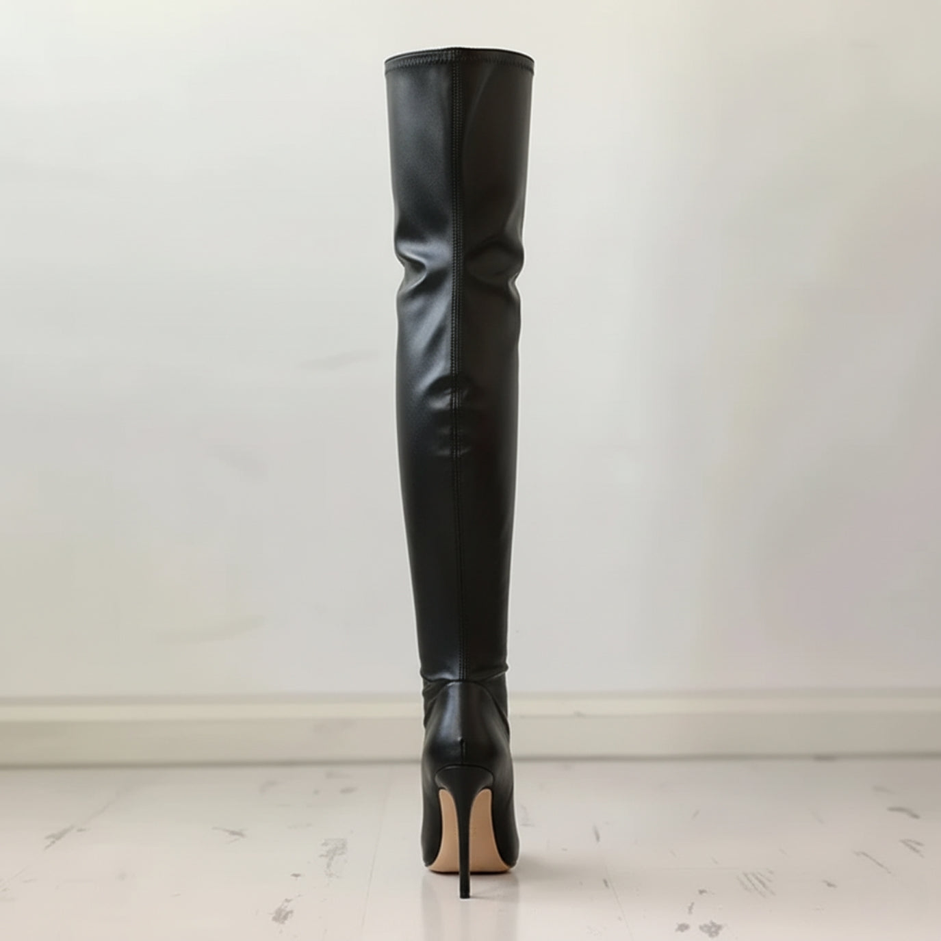 Eveloria Damen Overknee-Stiefel Leder Spitze Stiletto