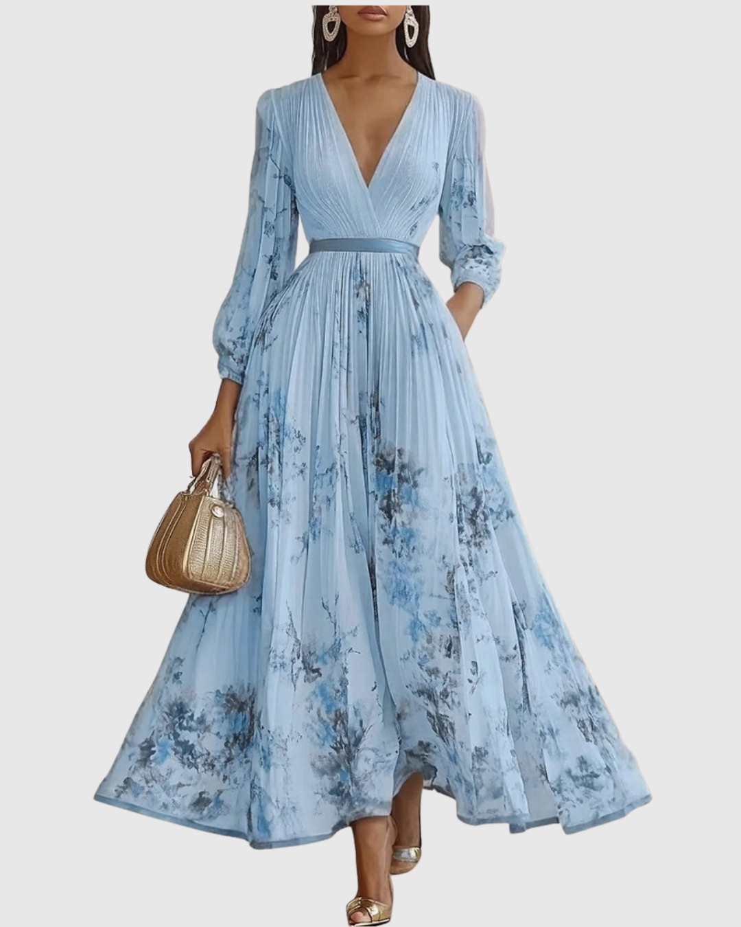 Isabella Damen Ärmelloses Midi Kleid Geplissiert Blumenmuster