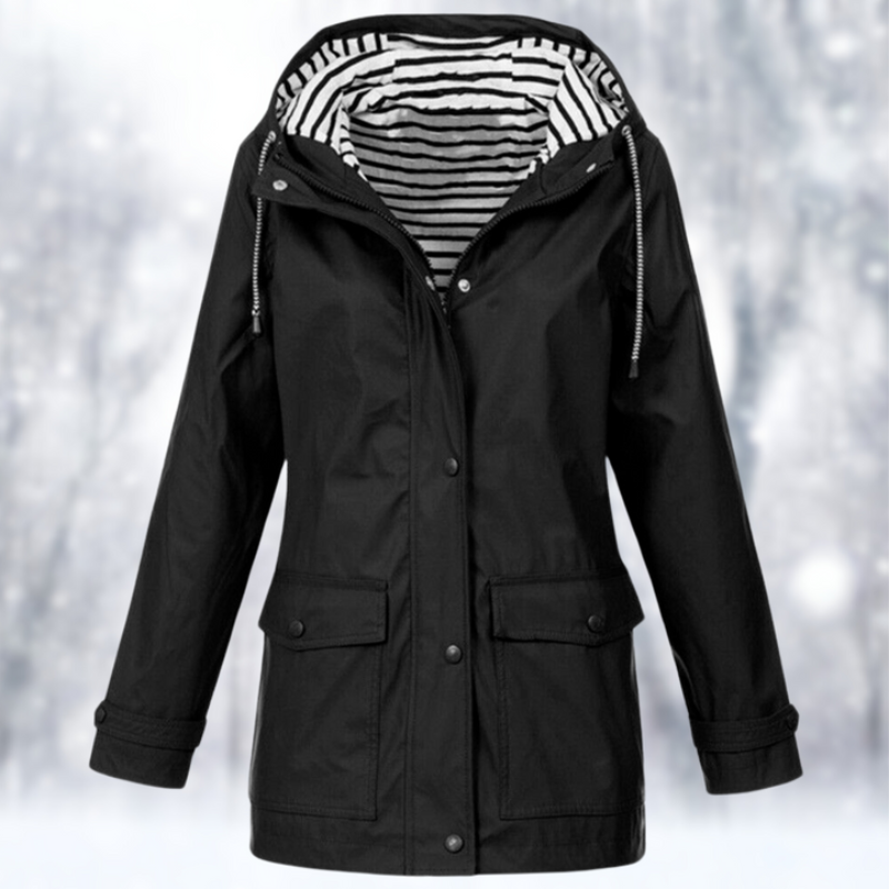 Damen Jacke mit Kapuze Reißverschluss und Fronttaschen