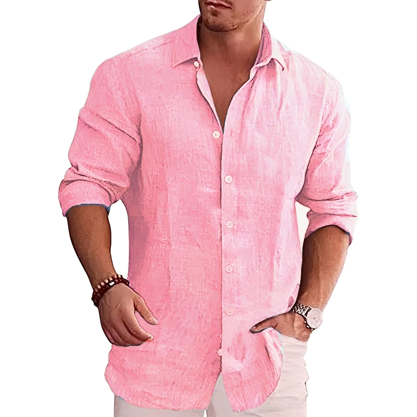 Herren Slim-Fit Langarmhemd Elegantes Baumwolle Weiß - Eveloria