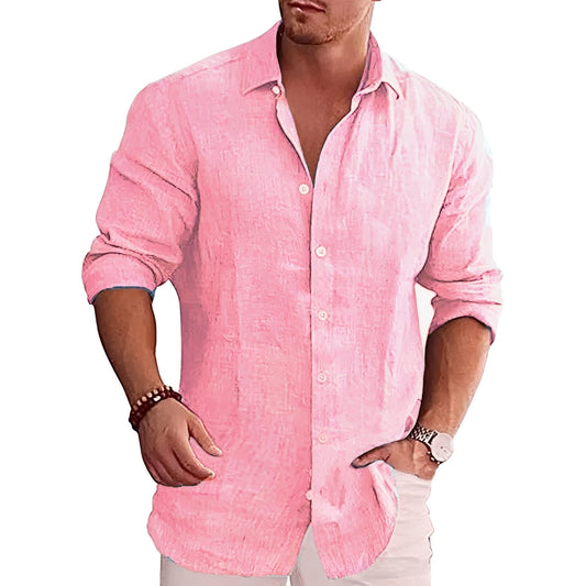 Herren Slim-Fit Langarmhemd Elegantes Baumwolle Weiß - Eveloria