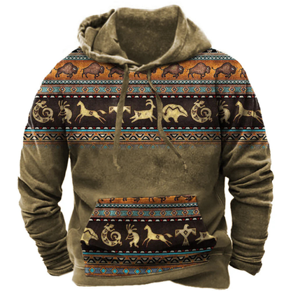 Herren Hoodie Longline Kängurutasche Grau Baumwolle