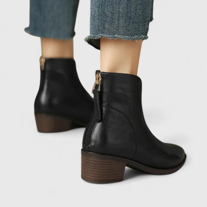 Damen Stiefeletten Blockabsatz Elegantes Leder