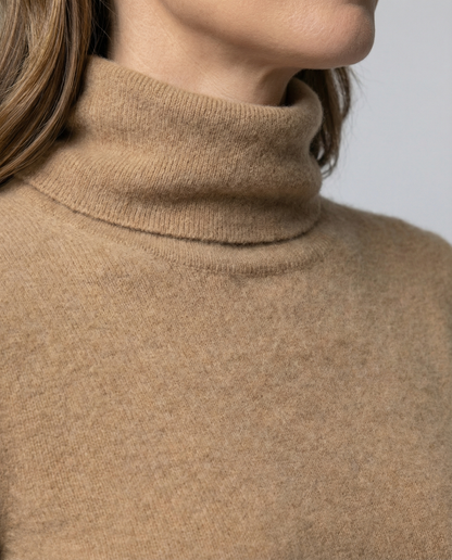 Eveloria Damen Rollkragenpullover Weich Warm Beige