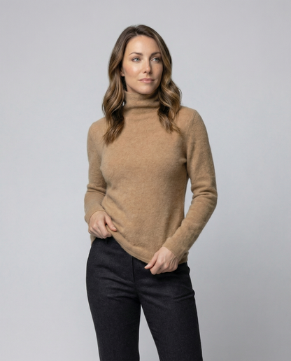 Eveloria Damen Rollkragenpullover Weich Warm Beige - Eveloria
