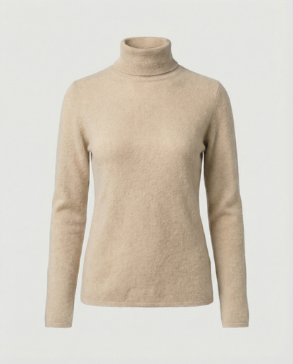 Eveloria Damen Rollkragenpullover Weich Warm Beige