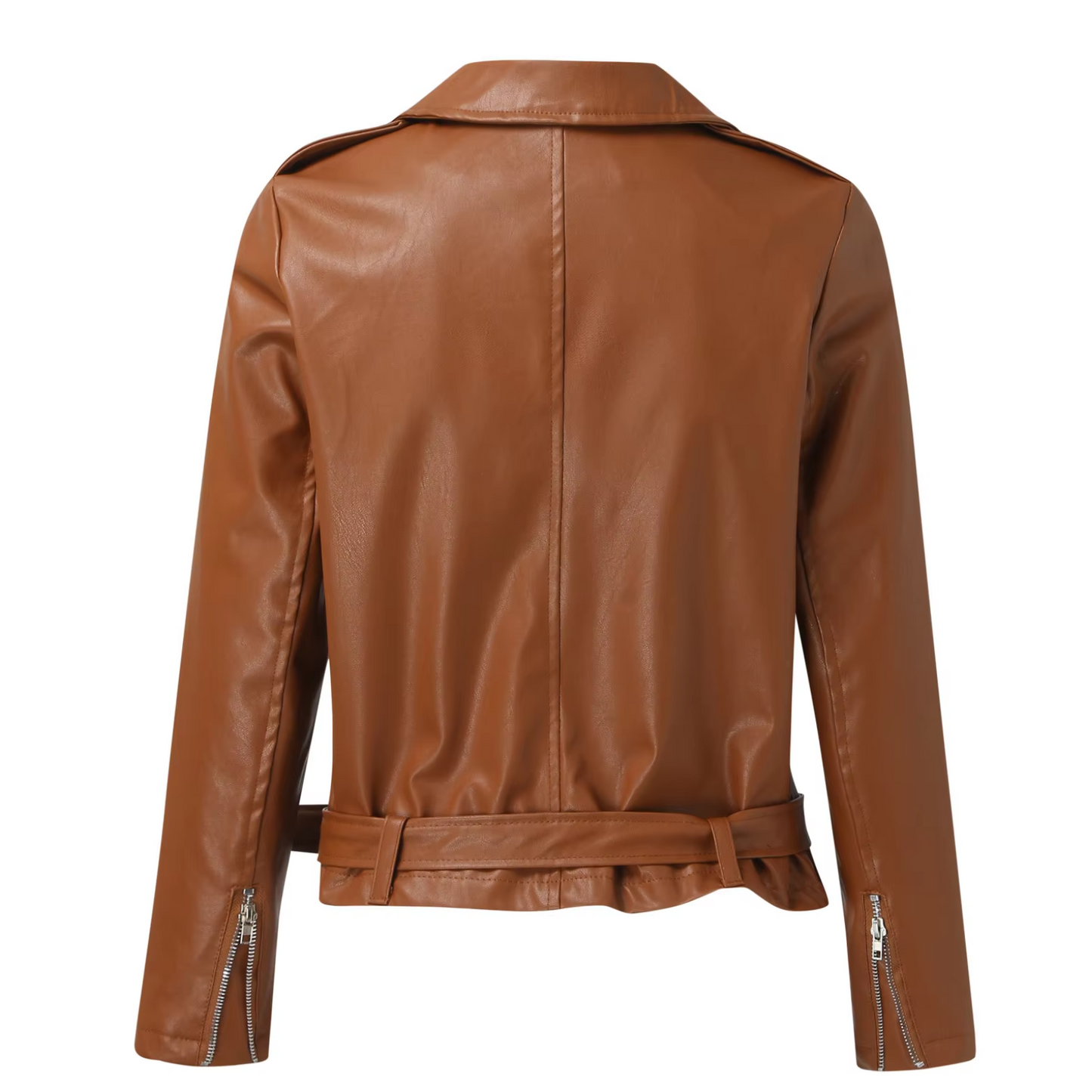 Eveloria Damen Bikerjacke Leder Gürtel