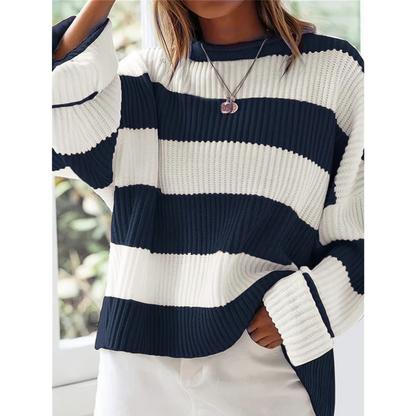 Eveloria Damen Oversize Pullover Gestreift