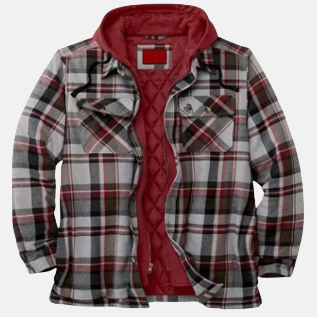 Herren Kariertjacke Warm Lässig Knöpfen Braun