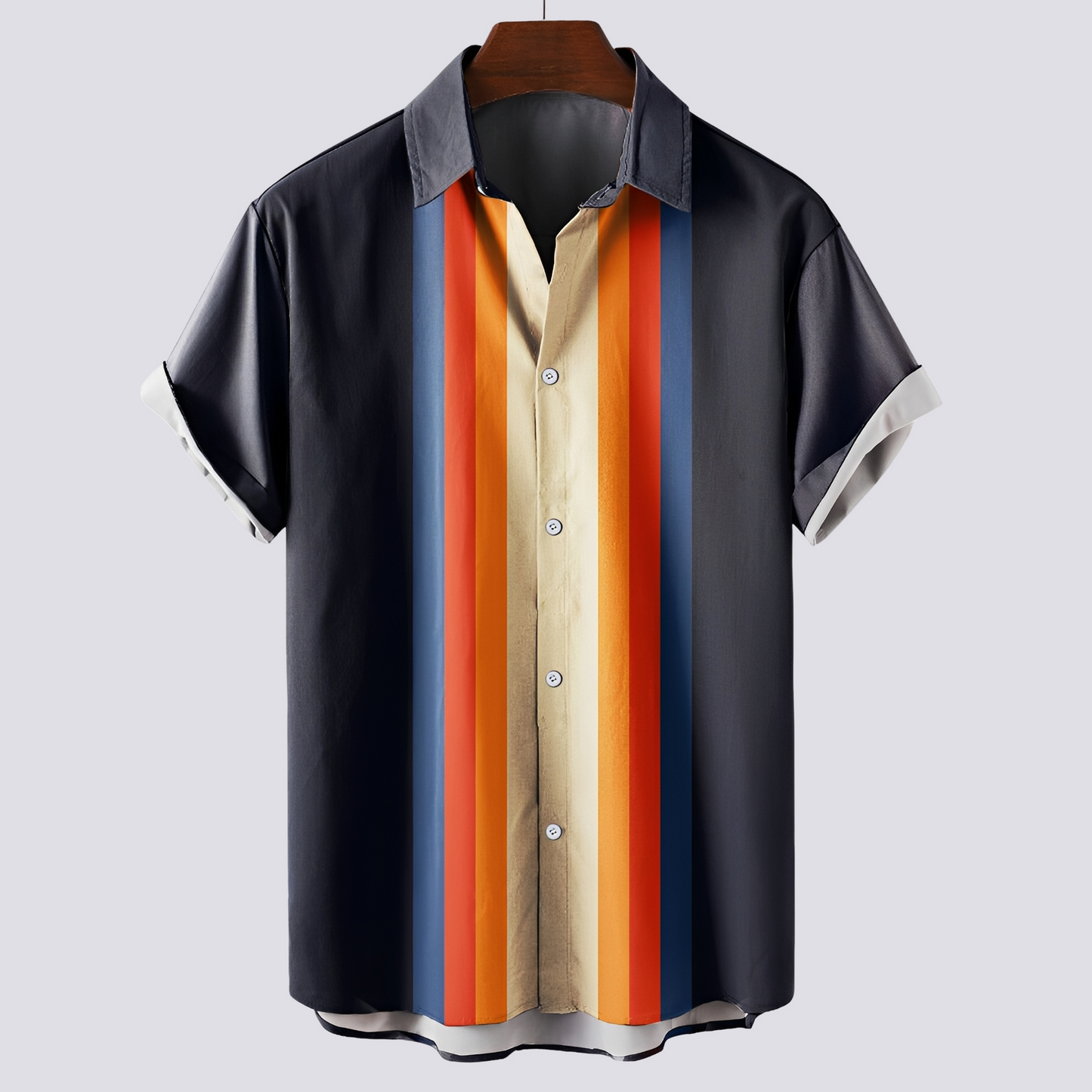 Herren Musterhemd Klassisches Print-Hemd Baumwolle Blau
