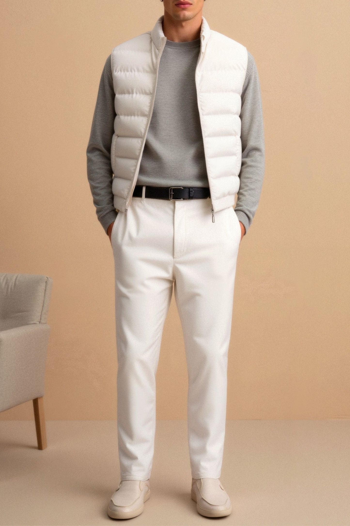 Leichte Damen Steppweste Minimalistisch Wärme Beige