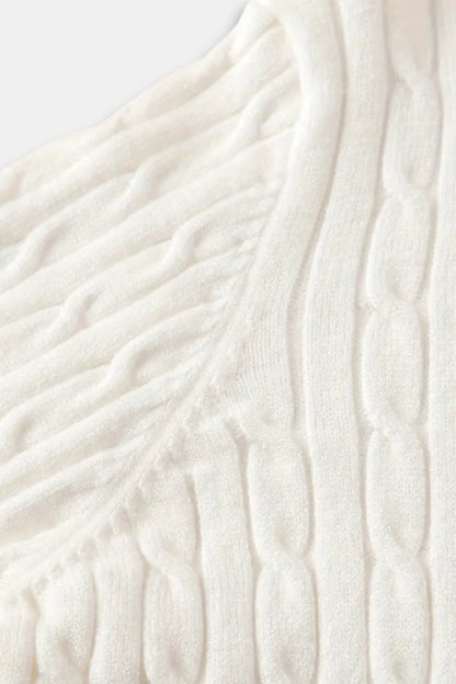 Eleganter Damen Zopfstrick Pullover Mit Reißverschluss