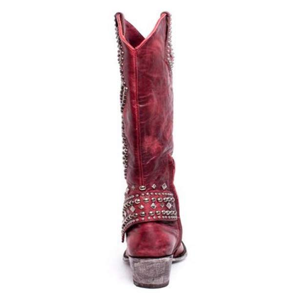 Eveloria Damen Cowboystiefel Absatz Leder