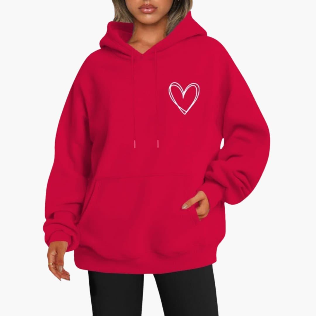 Damen Hoodie Kapuzenpullover Herz-Motiv