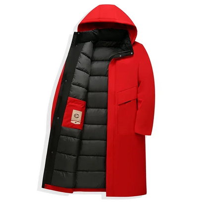 Herren Steppmantel Lang mit Kapuze Winter