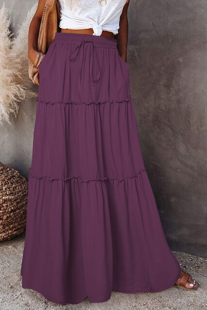 Eveloria Damen Bohème Rock Elastische Taille