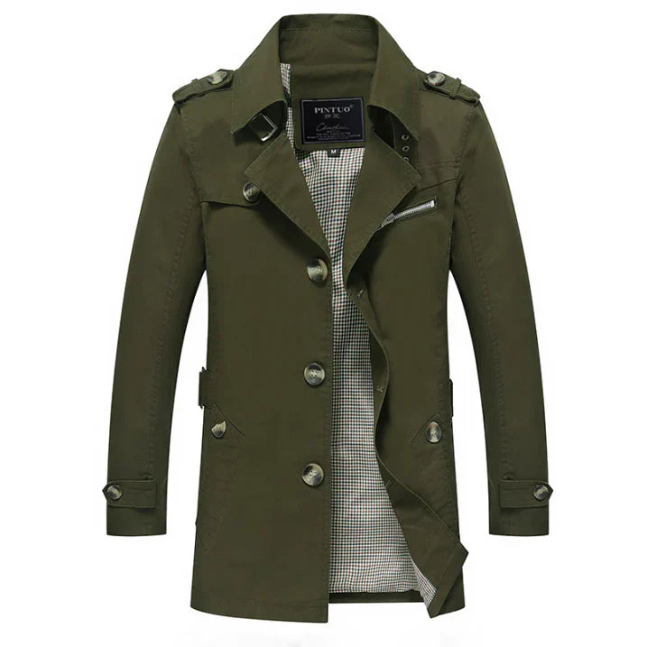 Herren Trenchcoat Slim Fit Knopfleiste Leicht