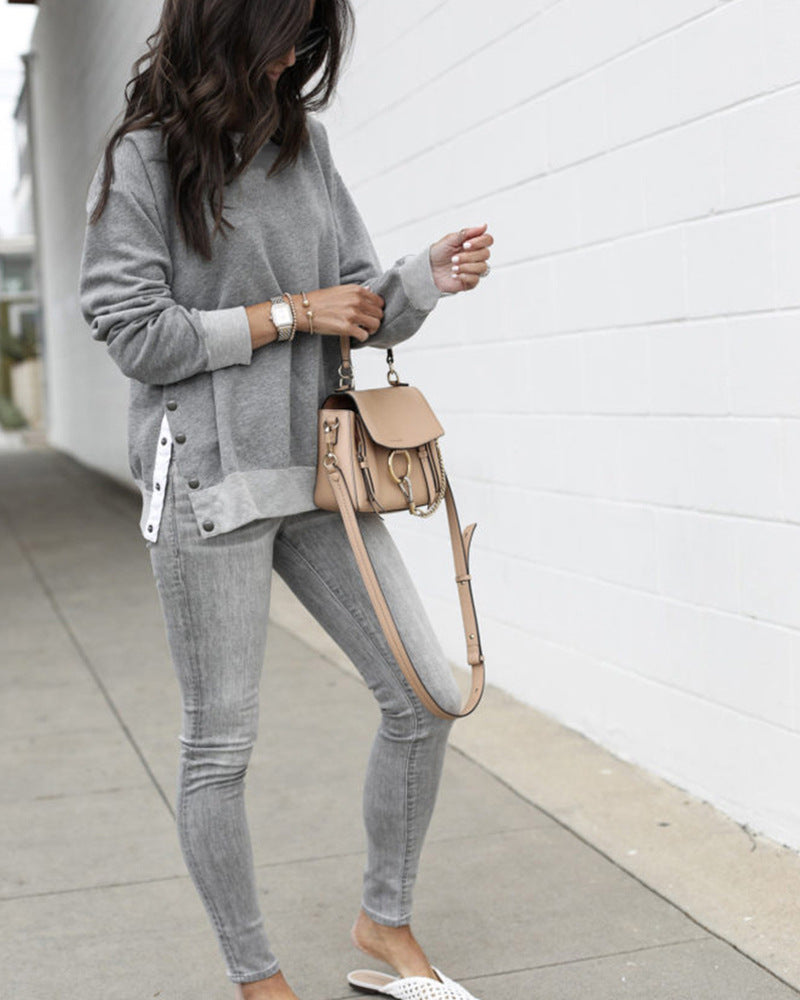Damen Oversized Pullover Sportlich Eveloria