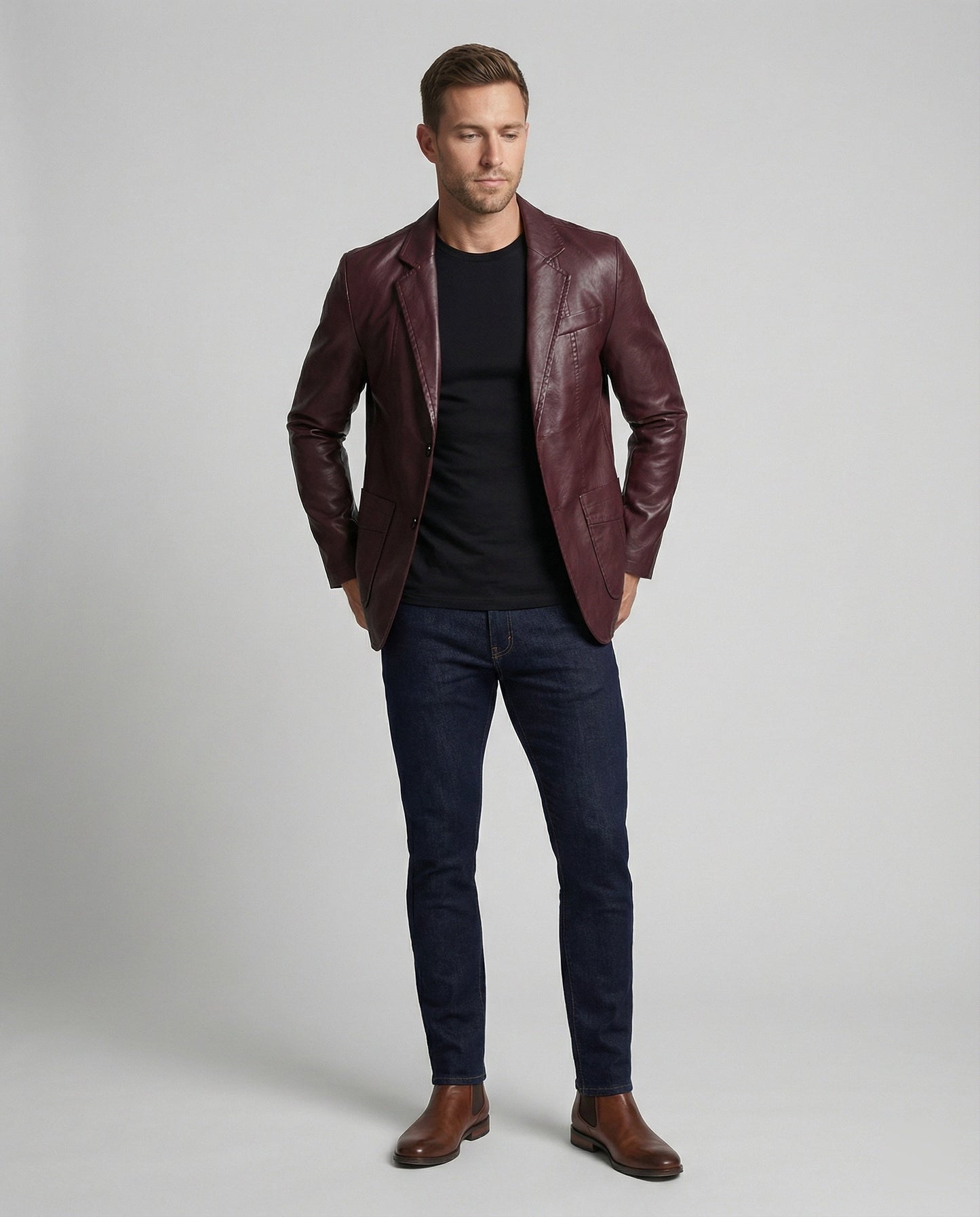 Herren Lederblazer Elegant Leder