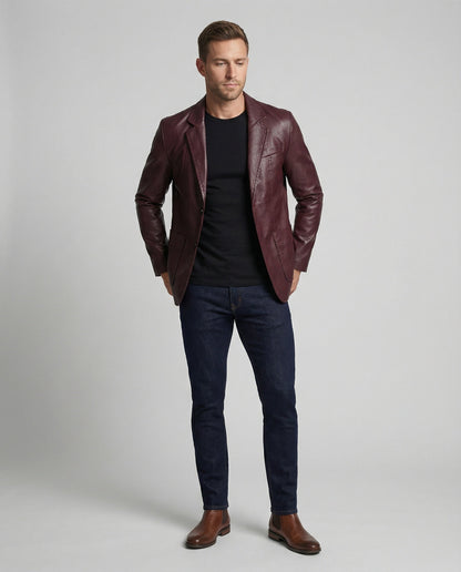 Herren Lederblazer Elegant Leder