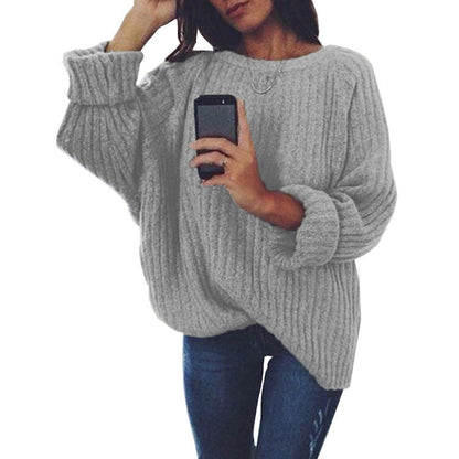 Damen Strickpullover Übergroßer Schnitt Strukturiert Beige