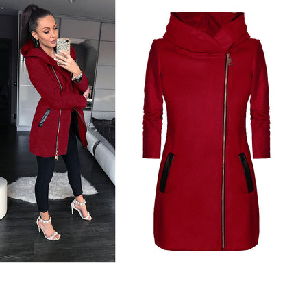 Damen Mantel Urban Style Wasserfallkragen Eveloria