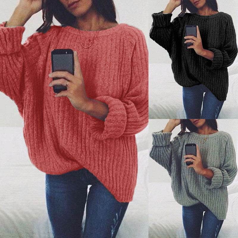 Damen Strickpullover Übergroßer Schnitt Strukturiert Beige - Eveloria