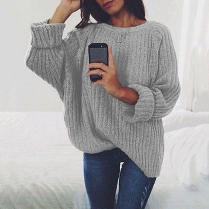 Damen Strickpullover Übergroßer Schnitt Strukturiert Beige