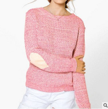 Damen Strickpullover Lässig Herzapplikationen Eveloria