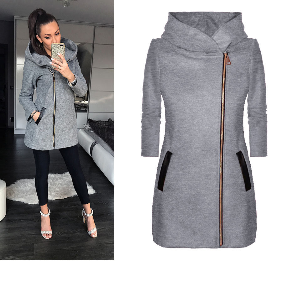 Damen Mantel Urban Style Wasserfallkragen Eveloria