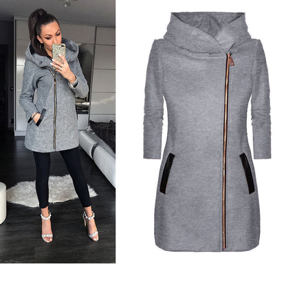Damen Mantel Urban Style Wasserfallkragen Eveloria