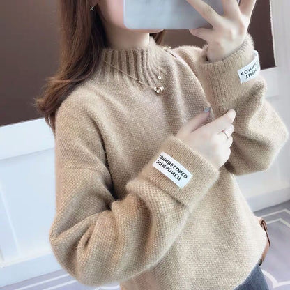 Damen Rollkragenpullover Strukturiertes Strickmuster Eveloria