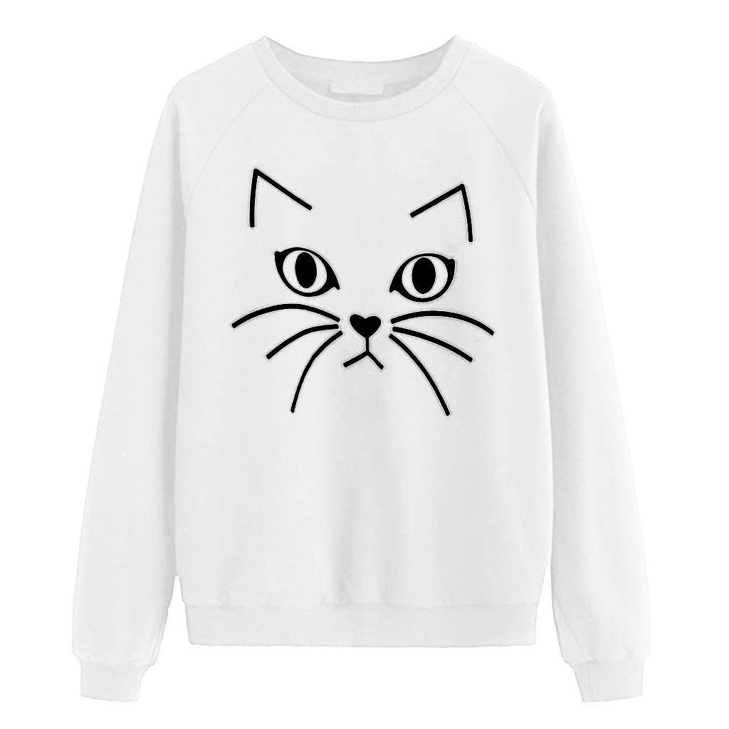 Damen Sweatshirt Katzenmotiv Eveloria Grau