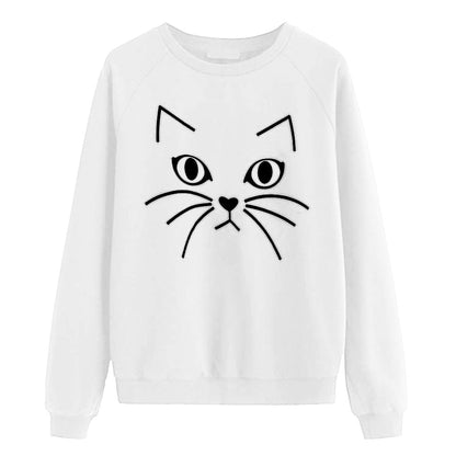 Damen Sweatshirt Katzenmotiv Eveloria Grau