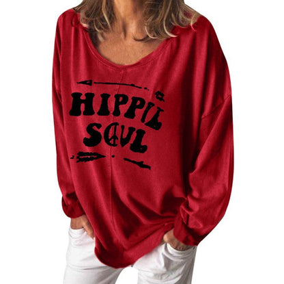 Damen Sweatshirt Hippie-Print Weit Schnitt