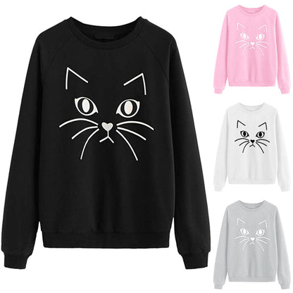 Damen Sweatshirt Katzenmotiv Eveloria Grau - Eveloria