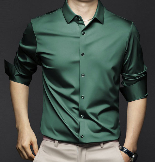 Herren Slim Fit Hemd Frühling Leicht Baumwolle Weiß