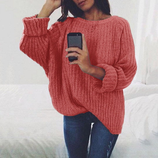 Damen Strickpullover Voluminöse Ärmel Rippenstruktur Beige - Eveloria
