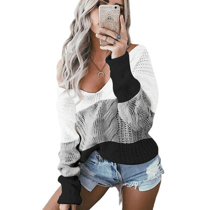 Damen Strickpullover Farbblock-Design Eveloria