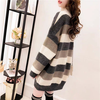 Damen Grobstrickpullover Hochkragen Eveloria