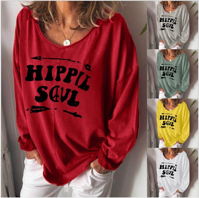 Damen Sweatshirt Hippie-Print Weit Schnitt - Eveloria