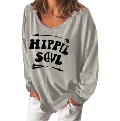 Damen Sweatshirt Hippie-Print Weit Schnitt