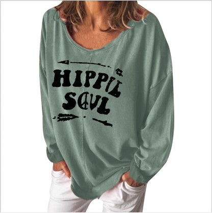 Damen Sweatshirt Hippie-Print Weit Schnitt