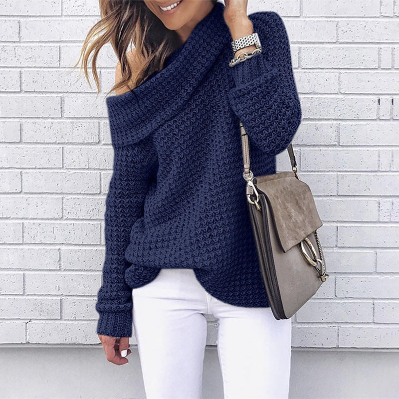 Damen Strickpullover Off-Shoulder mit Struktur Eveloria